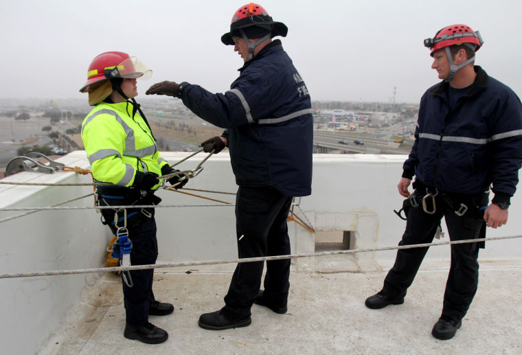 Firefighters Rappelling